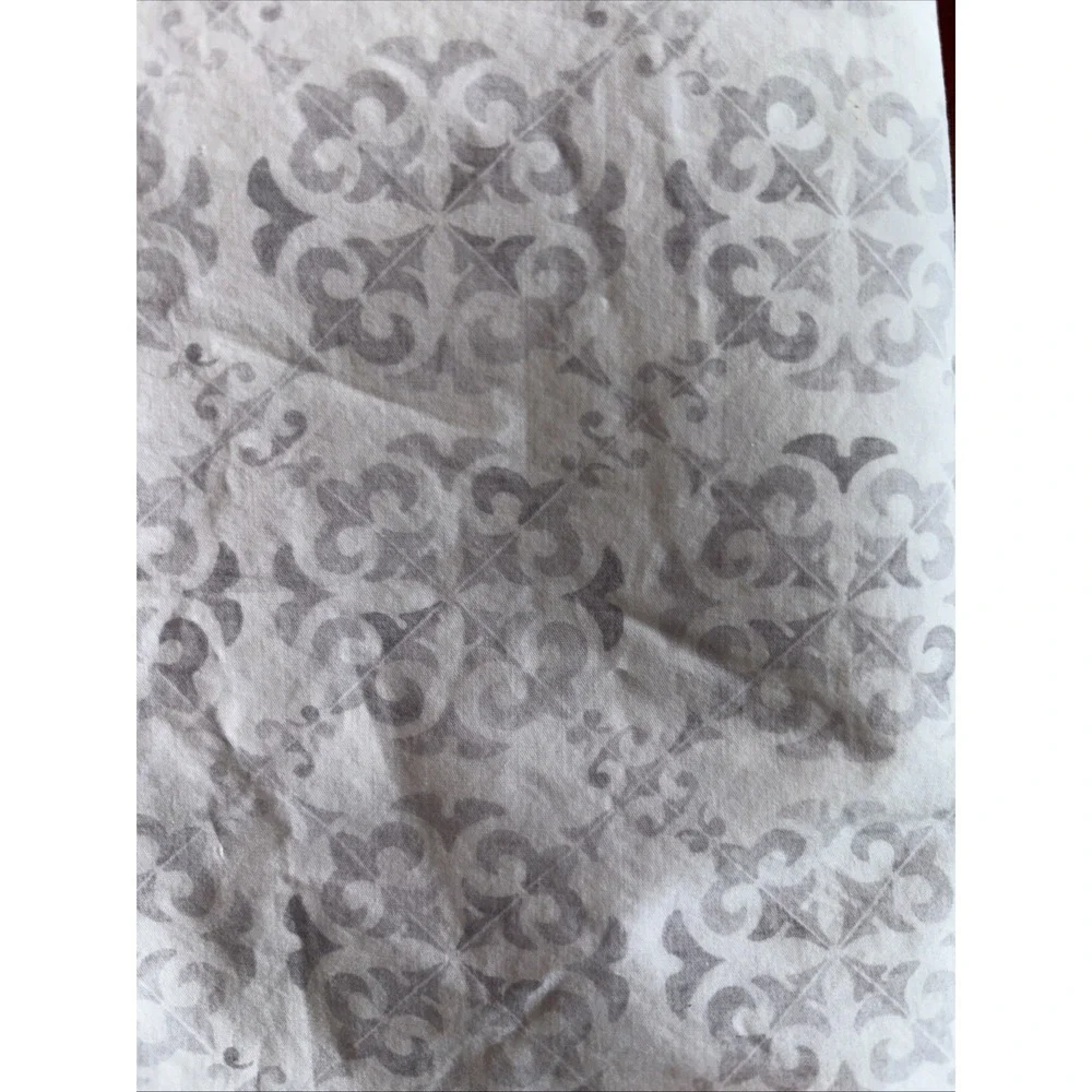 Serena & Lily Classic Ring KING Flat  Sheet‎ Gray White Geometric 100% Cotton.